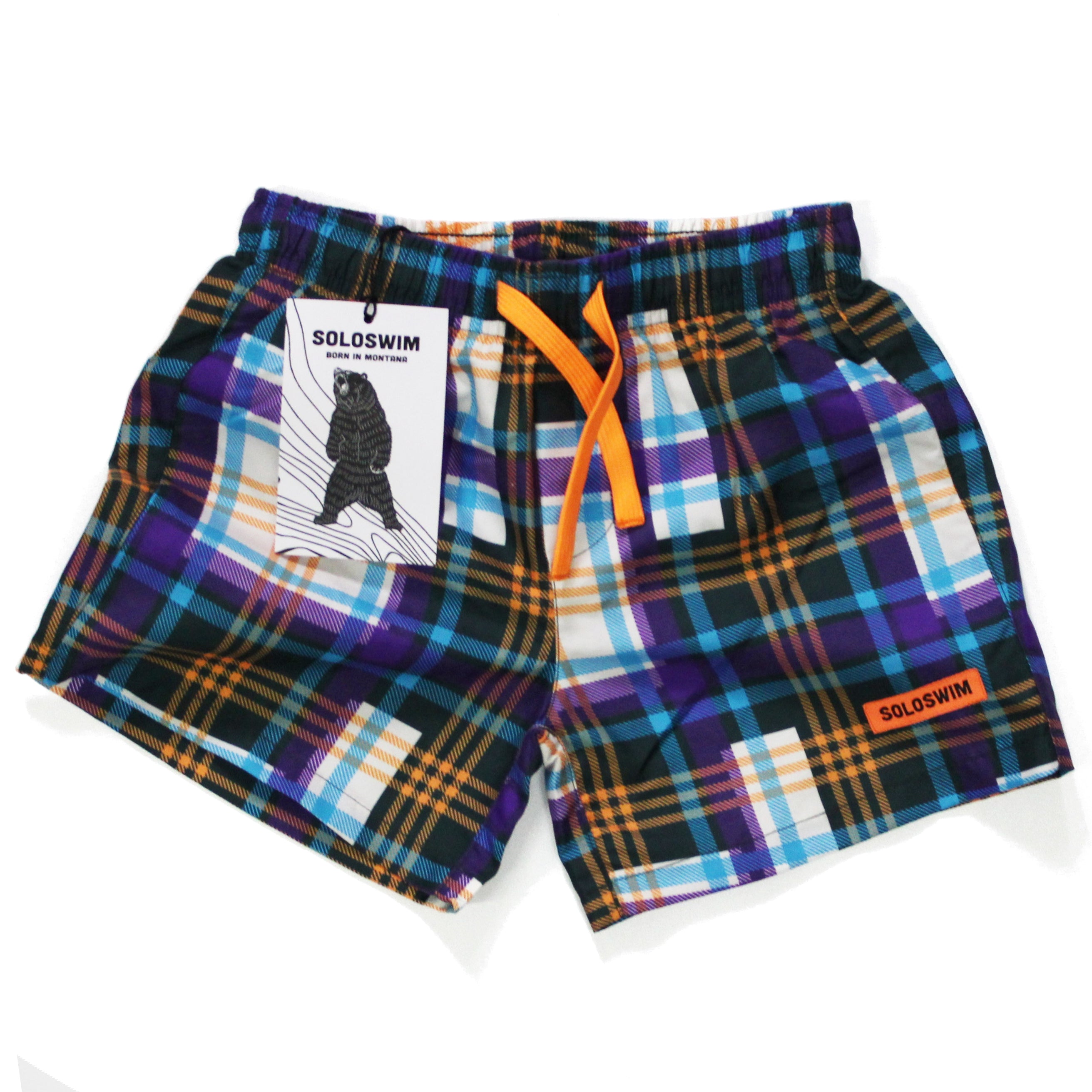 Boys Plaid Swim Trunk